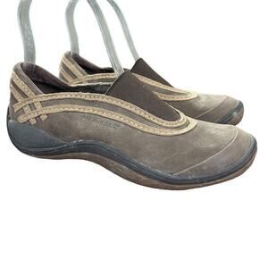 Merrell Willow Chocolate Leather Slip On Loafers Sporty Brown Casual Shoes sz 6